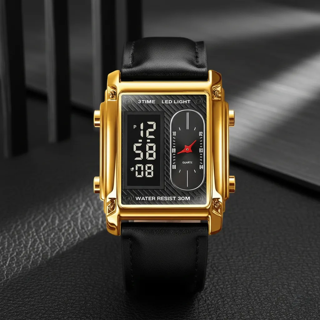 Original Skmei 1868 Boys New Style Design Famous Watch Digital Analog Mens Wrist Watches for Men Luxury Watch - Without Box-Watch-Vizoo-Case color:Gold-Vizoo